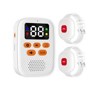Splenssy Wireless Call Button Pager Alert System Vibration Digital Display 100ft Range 2 Emergency Wristband with Receiver for Elderly Patients Home Hospital Care