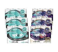 Splesh by Cusheen 3-ply Toilet Roll - Soft, Quilted Bulk Toilet Rolls, Eco-Friendly Toilet Tissue Loo Rolls, Made in UK - 72 Rolls (White 36s) & (Lavender 36s)