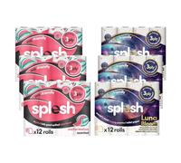 Splesh by Cusheen 3-ply Toilet Roll - Soft, Quilted Bulk Toilet Rolls, Eco-Friendly Toilet Tissue Loo Rolls, Made in UK - 72 Rolls (Watermelon 36s) & (Luna Bloom 36s)