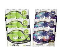 Splesh by Cusheen 3-ply Toilet Roll - Soft, Quilted Bulk Toilet Rolls, Eco-Friendly Toilet Tissue Loo Rolls, Made in UK - 72 Rolls (36x Lavender) & (36x Luna Bloom)