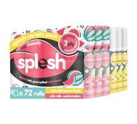 Splesh by Cusheen 3-ply Toilet Roll - Soft, Quilted Bulk Toilet Rolls, Eco-Friendly Toilet Tissue Loo Rolls, Made in UK - 72 Rolls (Lemon 36s) & (Watermelon 36s)