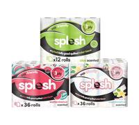 Splesh by Cusheen 3-ply Toilet Roll - Soft, Quilted Bulk Toilet Rolls, Eco-Friendly Toilet Tissue Loo Rolls, Made in UK - 84 Rolls (36x Watermelon) & (36x Vanilla & Marshmallow) & (12x Aloe Vera)