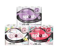 Splesh by Cusheen 3-ply Toilet Roll - Soft, Quilted Bulk Toilet Rolls, Eco-Friendly Toilet Tissue Loo Rolls, Made in UK - 84 Rolls (36x Watermelon) & (36x Vanilla & Marshmallow) & (12x Lavender)