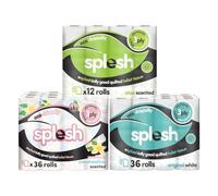 Splesh by Cusheen 3-ply Toilet Roll - Soft, Quilted Bulk Toilet Rolls, Eco-Friendly Toilet Tissue Loo Rolls, Made in UK - 84 Rolls (36x White) & (36x Vanilla & Marshmallow) & (12x Aloe Vera)