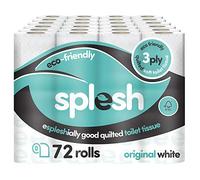 Splesh by Cusheen 3-ply Toilet Roll - Unscented (72 Pack) Soft, Quilted Bulk Toilet Rolls, Toilet Tissue and Loo Rolls - Eco-Friendly Toilet Paper Sustainably Crafted in The UK
