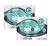 Splesh by Cusheen Toilet Roll 24 Rolls - Original White Bulk Family Pack | Soft 3 Ply Quilted Bathroom Tissue Loo Rolls | Eco-Friendly, Sustainable Toilet Paper