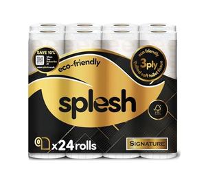 Splesh by Cusheen Toilet Roll 24 Rolls - Signature Scent Bulk Family Pack | Soft 3 Ply Quilted Bathroom Tissue Loo Rolls | Eco-Friendly, Sustainable Toilet Paper