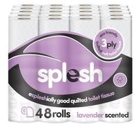Splesh by Cusheen Toilet Roll 48 Rolls - Lavender Scent Bulk Family Pack | Soft 3 Ply Quilted Bathroom Tissue Loo Rolls | Eco-Friendly, Sustainable Toilet Paper