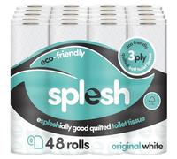 Splesh by Cusheen Toilet Roll 48 Rolls - Original White Bulk Family Pack | Soft 3 Ply Quilted Bathroom Tissue Loo Rolls | Eco-Friendly, Sustainable Toilet Paper