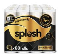 Splesh by Cusheen Toilet Roll 60 Rolls - Signature Scent Bulk Family Pack | Soft 3 Ply Quilted Bathroom Tissue Loo Rolls | Eco-Friendly, Sustainable Toilet Paper