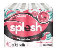 Splesh by Cusheen Toilet Roll 72 Rolls - Watermelon Scent Bulk Family Pack | Soft 3 Ply Quilted Bathroom Tissue Loo Rolls | Eco-Friendly, Sustainable Toilet Paper