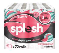 Splesh by Cusheen Toilet Roll 72 Rolls - Watermelon Scent Bulk Family Pack | Soft 3 Ply Quilted Bathroom Tissue Loo Rolls | Eco-Friendly, Sustainable