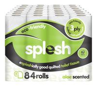 Splesh by Cusheen Toilet Roll 84 Rolls - Aloe Vera Scent Bulk Family Pack | Soft 3 Ply Quilted Bathroom Tissue Loo Rolls | Eco-Friendly, Sustainable