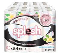 Splesh by Cusheen Toilet Roll 84 Rolls - Vanilla & Marshmallow Scent Bulk Family Pack | Soft 3 Ply Luxury Bathroom Tissue Loo Rolls | Eco-Friendly, Sustainable Toilet Paper
