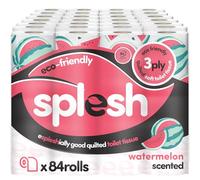 Splesh by Cusheen Toilet Roll 84 Rolls - Watermelon Scent Bulk Family Pack | Soft 3 Ply Quilted Bathroom Tissue Loo Rolls | Eco-Friendly, Sustainable Toilet Paper
