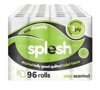 Splesh by Cusheen Toilet Roll 96 Rolls - Aloe Vera Scent Bulk Family Pack | Soft 3 Ply Quilted Bathroom Tissue Loo Rolls | Eco-Friendly, Sustainable Toilet Paper