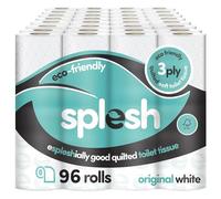 Splesh by Cusheen Toilet Roll 96 Rolls - Original White Bulk Family Pack | Soft 3 Ply Quilted Bathroom Tissue Loo Rolls | Eco-Friendly, Sustainable Toilet Paper