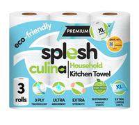 Splesh Culina Premium Kitchen Towel 3 Ply Ultra Absorbent Xl Roll, 3 Rolls