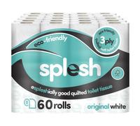 Splesh Toilet Roll, Soft & Quilted Eco-Friendly, White, 60 Rolls