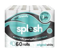 Splesh Toilet Roll, Soft & Quilted Eco-Friendly, White, 60 Rolls
