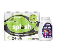 Splesh Toilet Rolls Aloe Vera, 24 Ultra-Soft Rolls, Combined with 150 Powerful 3-in-1 Dishwasher Tablets, Ultimate Household Cleaning & Comfort Bundle