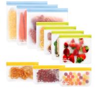 SPLF 10 Pack Reusable Freezer Bags Dishwasher Safe, Leakproof Reusable Ziplock Bags, BPA and Plastic Free for Food Lunch Fruits and Vegetables- 3 Gallon 4 Sandwich 3 Snack