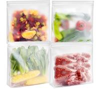 SPLF 4 Pack Dishwasher Safe Reusable Gallon Freezer Bags, Extra Thick Leakproof Silicone and Plastic Free Zipper Sandwich Snack Lunch Bags