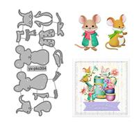 Splicing Animals Die Cuts for Card Making Two Mouse Metal Cutting Dies Sets for DIY Handmade Scrapbooking Paper Crafting Festivals Album Party Wedding Decorative Supplies