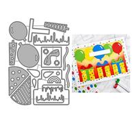 Splicing Birthday Cake Die Cuts for Card Making, Balloons Butterfly Bow Tie Metal Cutting Dies for Paper Scrapbooking, DIY Stencils for Album Party Wedding Festivals Decoration