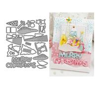 Splicing Christmas Trees Die Cuts for Card Making, Words Merry Christmas Metal Cutting Dies for Paper Scrapbooking, DIY Stencils for Album Party Wedding Festivals Decoration