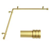 Splicing Corner Window Curtain Rods, HOTOZON 48 to 84 Inch Heavy Duty Single Curtain Rods 7/8 Inch for Corner Windows(16 to 82 Inch), Antique Gold, End Cap Finials