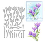 Splicing Crocus Flowers Leaves Die Cuts for Card Making Plants Metal Cutting Dies Sets for DIY Handmade Scrapbooking Paper Crafting Festivals Album Party Wedding Decorative Supplies