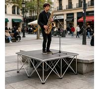 Splicing Portable Stage Platform Modular System 3x3 4x4 4x8, Commercial Plywood Panle Performances Stages with Retractable Riser Legs for Street Event/Concerts(H-60cm/2ft,122x122cm/4x4ft)