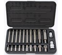 Spline Bit Set (30, 75mm)- XZN Triple Square Bit Set 22-Pieces (M4 M5 M6 M8 M9 M10 M12 M14 M16 M18)+ 2 Couplers 1/2" & 3/8" inch - Multi-Tooth (HRC 62) Premium S2, Cr-V Steel, 12-Point Socket Bit Set
