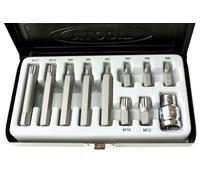 Spline Bit Set S2 Steel M5-M12 with 3/8 inch Drive