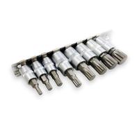 Spline Bit Socket Set 8Pc 12 Point Triple Square Bits 1/4 & 3/8 Drive M4-M16