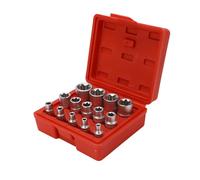 Spline Socket Bit Set, 14Pcs E Type Star Bit Socket Set E4-E24 1/4 3/8 1/2 Drive Repair Tool Kit with Storage Box