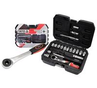 YATO Tool Box Socket Set Ratchet Box 1/4 Inch Ratchet Box Nut Box Car Tool Set 29 Pieces
