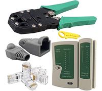 Splinktech RJ45 Cat5e Cat6 Cat6e Cat7 RJ11 RJ12 Crimper Wire Stripper Cutter, Cable Tester Lead Testing ADSL DSL Connection, 10 Pcs Connectors End, 10x Crimp Boots LAN Tool Ethernet Network Kit