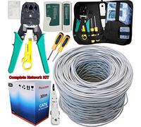 Splinktech SAFEKOM 305M RJ45 Cat6 Network Kit, Ethernet UTP Gigabit Roll Lead, 1Gbps RJ11 RJ12 Crimping Tool, Crimper and Crimping Stripper, Cable Tester Wire Tool Set, Network cable installation kit
