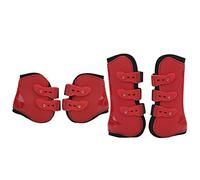 Splint Boots For Horses 4pcs PU Neoprene Tendon Jumping Boots Sport Horse Riding Leg Guard Front Hind Set Red L