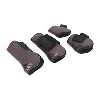 Splint Boots For Horses, Horse Riding Boots PU Elastic Thickened Adjustable Leg Protector with Nylon Hook Tendon Leg Wraps For Jumping, Trail Riding (A set of four medium sizes)