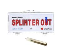 Splinter Out Sterile Splinter Remover - Precision Tri-Bevel Tweezer Point for Safe Splinter Removal from Skin - 20 Sterile Removers with Reusable Case - For First Aid Kits, Home & Outdoor Use