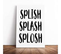 Splish Splash Splosh Typography Canvas Wall Art Print 24x16 Inch | Ready to Hang, Gallery Wrapped, Fade-Resistant Inks, Securely Packaged, UK Made