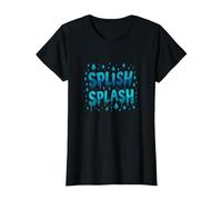 Splish Splash Water Droplet Design for Summer Fun T-Shirt, Women, Black, S