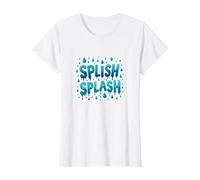 Splish Splash Water Droplet Design for Summer Fun T-Shirt, Women, White, XS