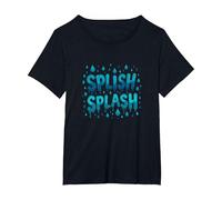 Splish Splash Water Droplet Design for Summer Fun T-Shirt, Women's Plus, Black, 4X