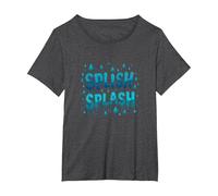 Splish Splash Water Droplet Design for Summer Fun T-Shirt, Women's Plus, Dark Heather Grey, 6X
