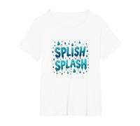Splish Splash Water Droplet Design for Summer Fun T-Shirt, Women's Plus, White, 1X