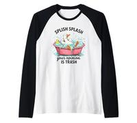 Splish Splash Your Opinion is Trash Duck Bath Raglan Baseball Tee